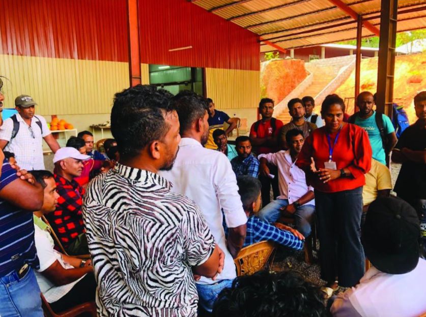 Our CEO, Rajini Pitchai, briefing job candidates at a selection programme